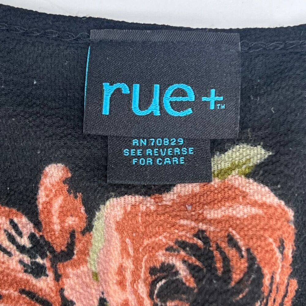 Rue + Cardigan 2X Black Floral Topper Tie Waist Kimono Romantic Flowy Duster - Picture 8 of 10